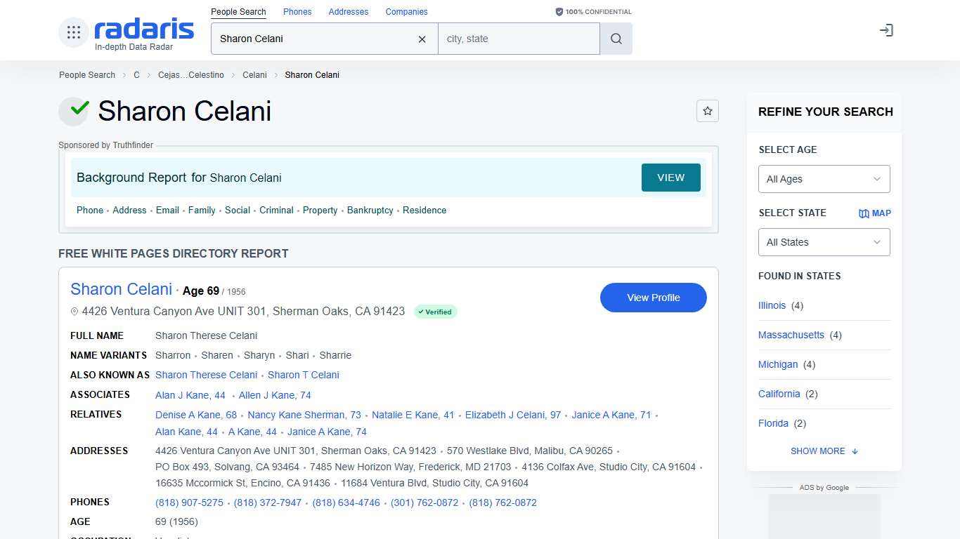 Sharon Celani - Age, Phone Number, Contact, Address Info, Public Records Radaris